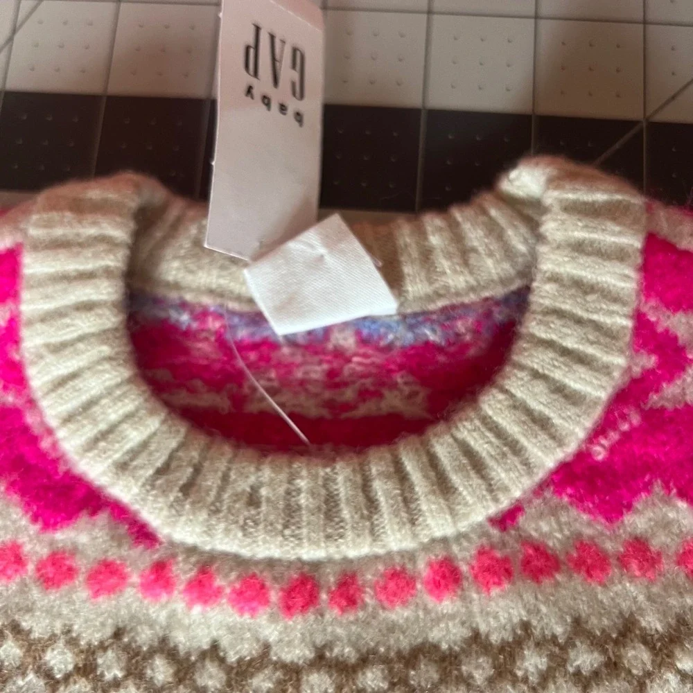 Girls Baby Gap Fair Isle Sweater 18 - 24 months Cream‎ Pink NWT